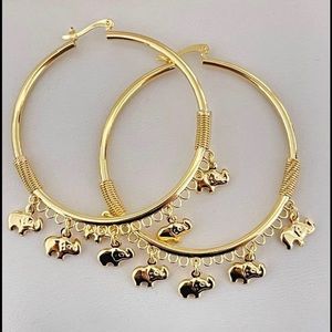 18k Gold Filled Elephant Hoop Earrings